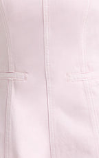 Olenna Mini Dress - High Neck Fitted Denim Dress in Pink