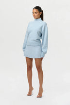 Pleated Knit Sweater Mini Skirt