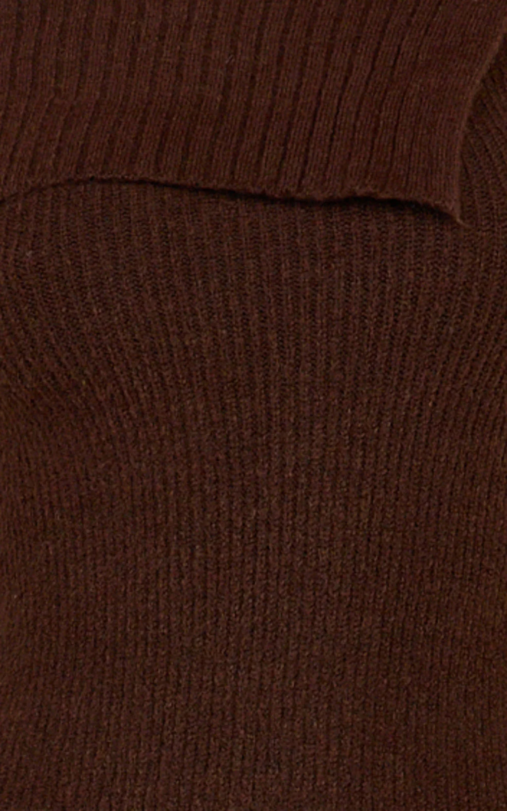 Tess Mini Dress - Asymmetric Off Shoulder Long Sleeve Knit Dress in Chocolate