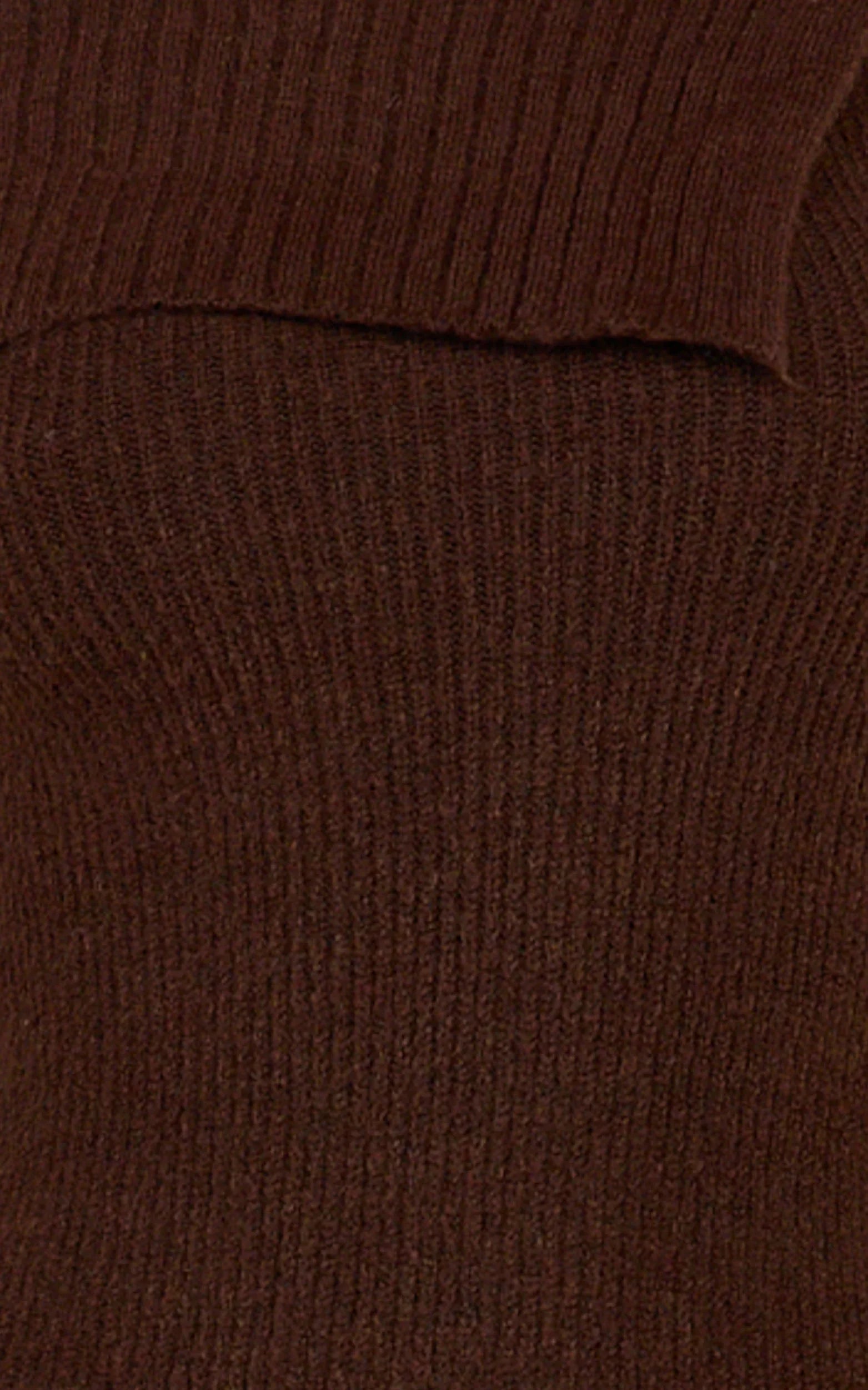 Tess Mini Dress - Asymmetric Off Shoulder Long Sleeve Knit Dress in Chocolate