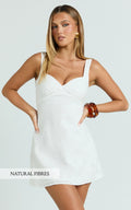Brigitta Mini Dress - Embroidered Sweetheart A Line Dress in White