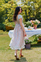 Mabel Floral Puff Sleeve Midi Dress
