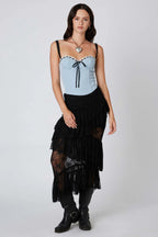 Lace Midi Tiered Skirt