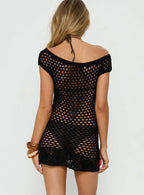Mikaro Crochet Mini Dress Black