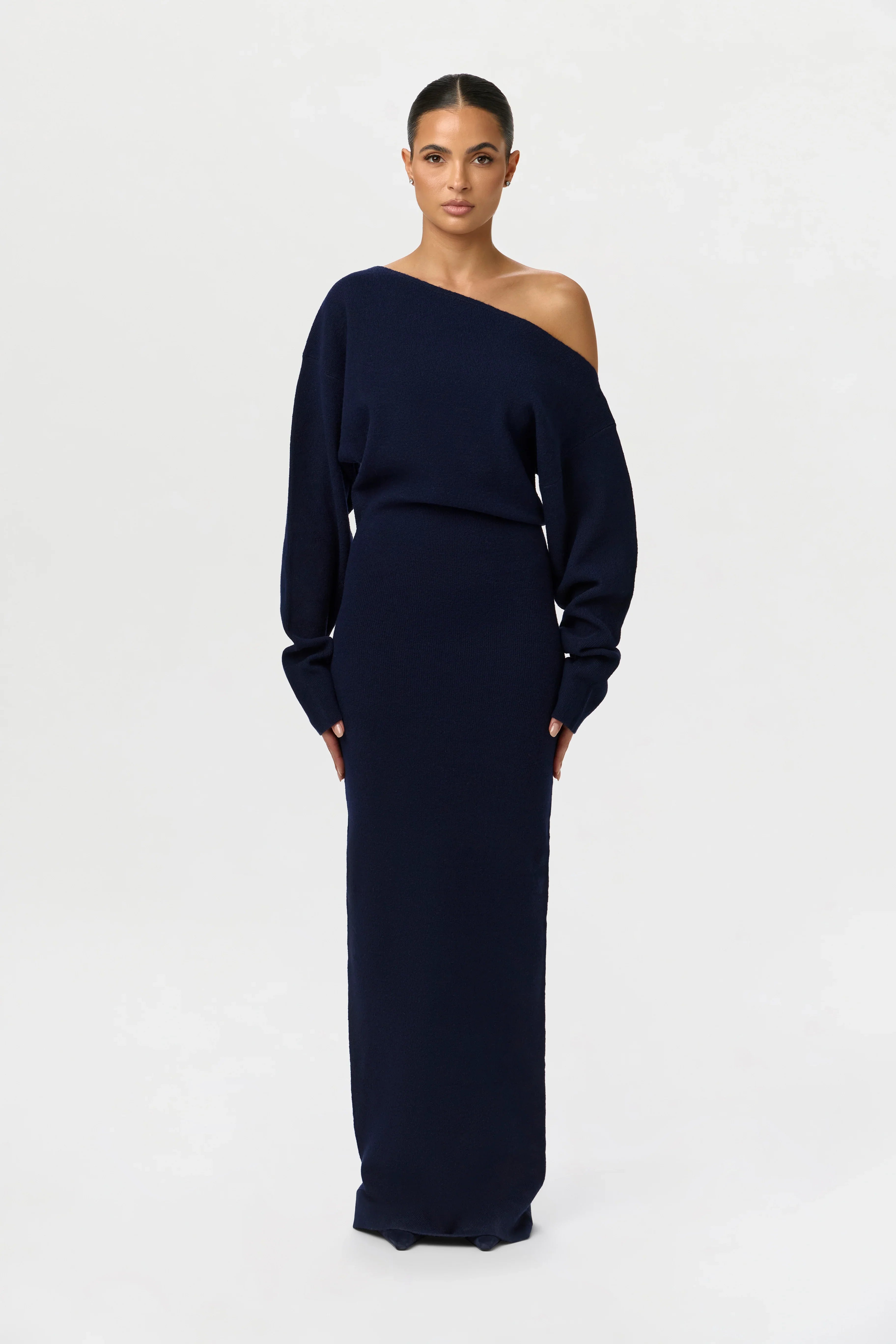 Knit Off-Shoulder Sweater Maxi Dress