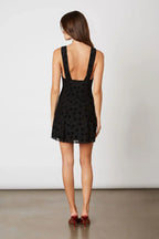 Flocked Velvet Mesh Mini Dress