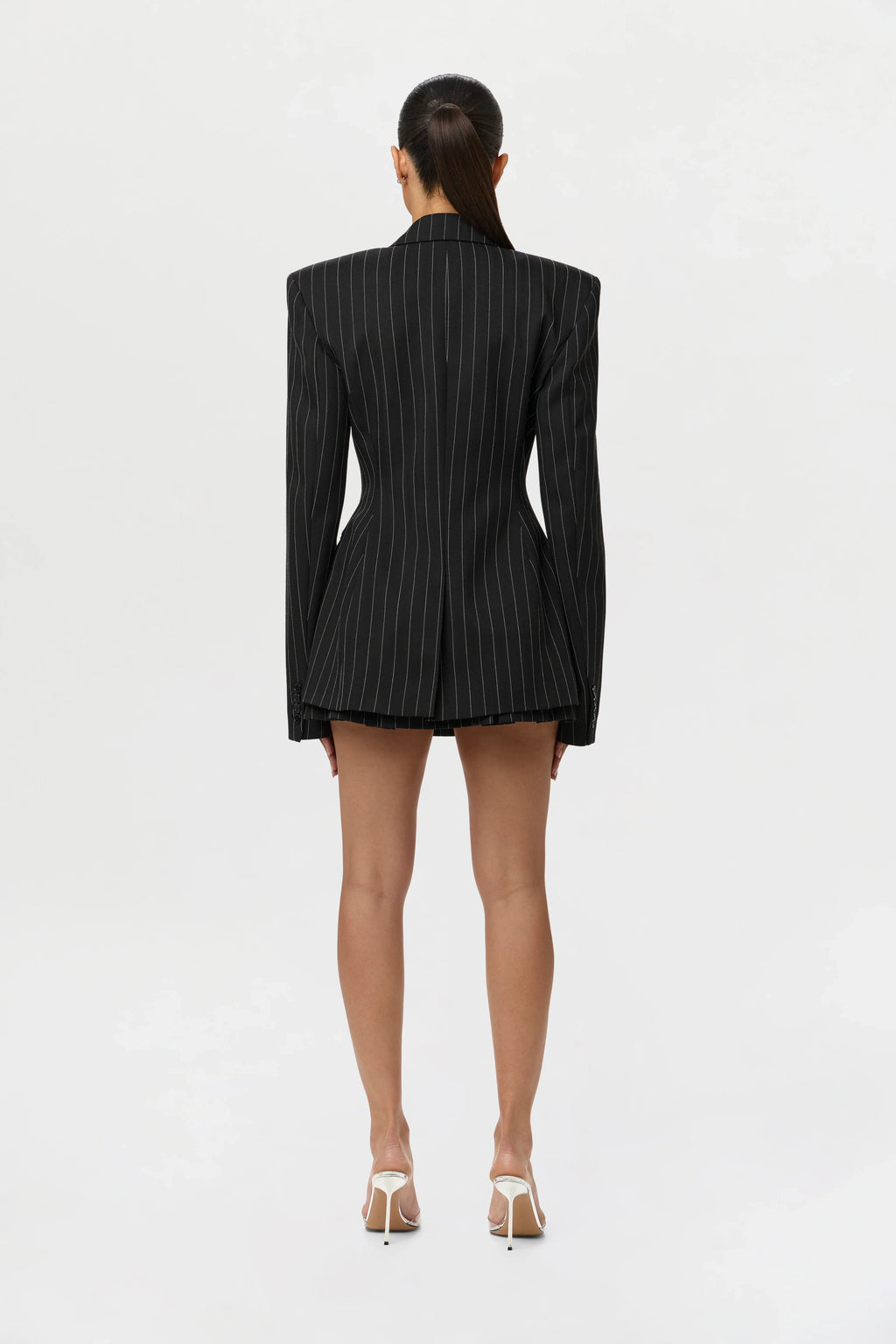 Pinstripe Suiting Pleated Mini Skirt