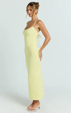 Ramirez Midi Dress - Scoop Neck Low Back Dress in Lemon