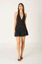 Polka Dot Halter Mini Dress