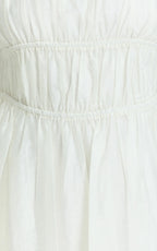 Faith Mini Dress - Sleeveless Ruched Bodice Dress in White