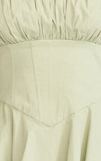 Vionette Mini Dress - Halter Neck Ruched Bust Corset Dress in Sage
