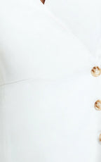 Ina Mini Dress - Wrap Over Button Down Dress in White