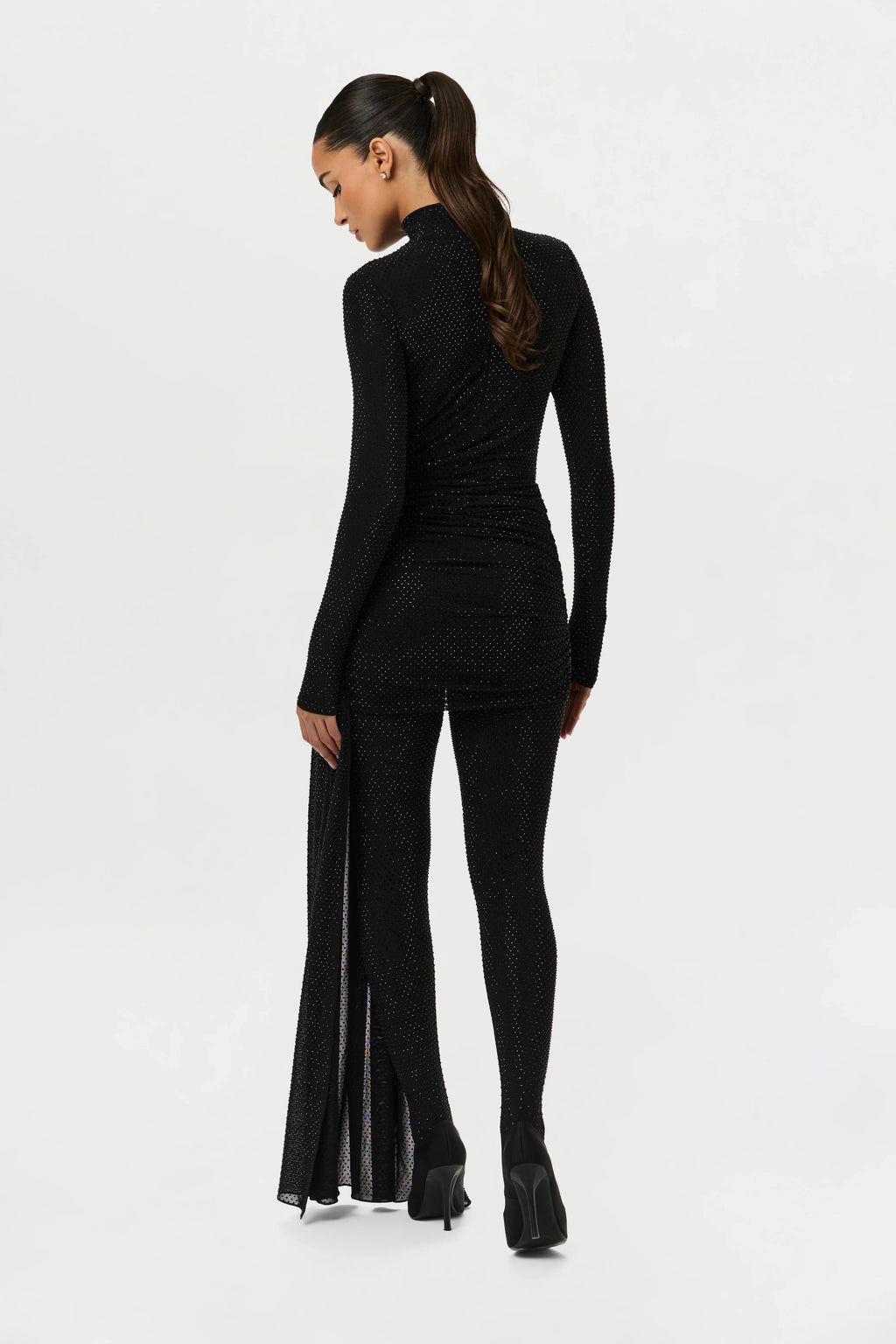 Crystal Ruched Drape Mini Skirt