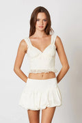 Lace Ruffle Bow Top