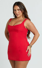 Aretha Mini Dress - Panel Dress in Red