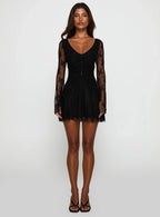 Kateryna Long Sleeve Lace Mini Dress Black