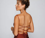 Elevated Glam Ruched Lace-Up Mini Dress