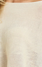 Amarie Top - Sheer Knit Off Shoulder Cape Top in Cream