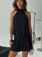 Lealeia Halter Slouch Mini Dress Black