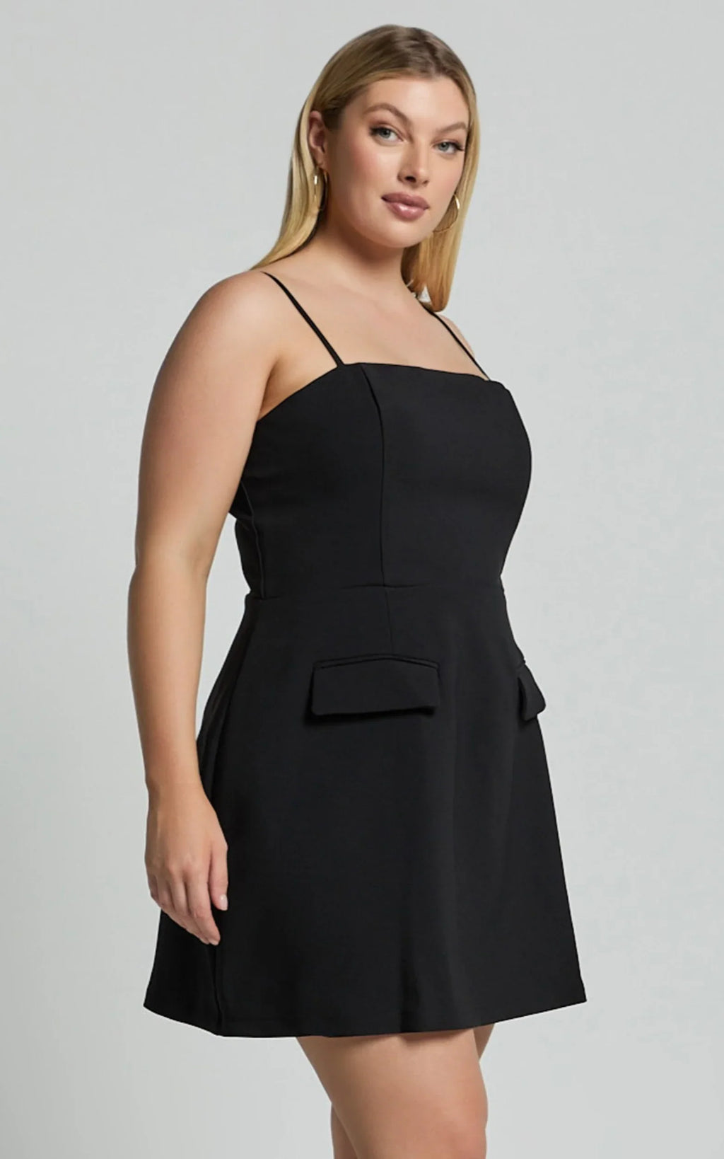 Katia Mini Dress - Strappy Corset A Line Dress in Black