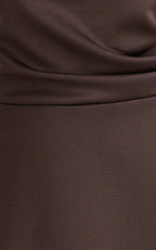 Macy Midi Dress - High Neck A Line Dress in Chocolate