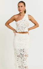 Charlene Top - Crochet One Shoulder Top in White
