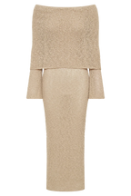 Marisol Off Shoulder Boucle Maxi Dress - Wheat