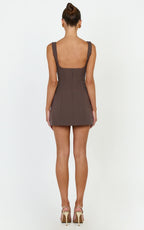 Zaria Mini Dress - Panel Dress in Mocha