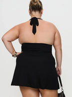 Tinisie Halter Mini Dress Black Curve