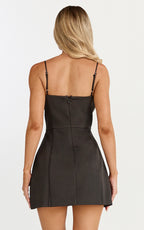Benson Mini Dress - Sweetheart Fit And Flare Tulip Dress in Black