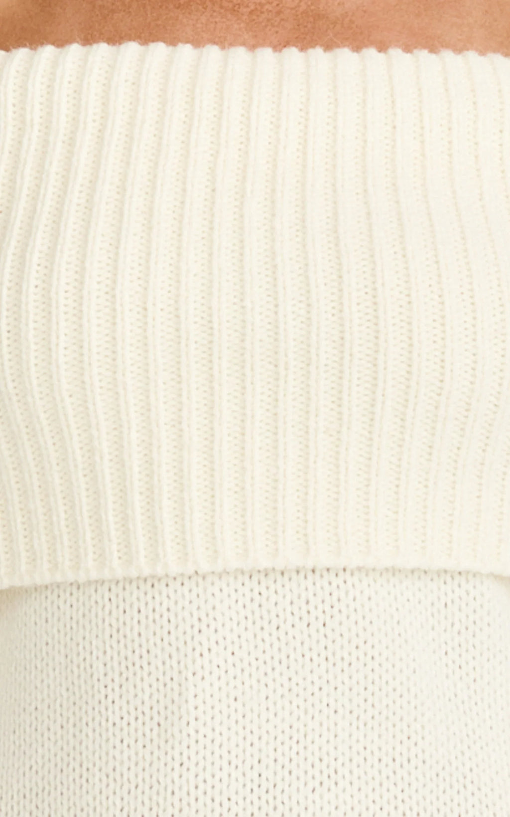 Erin Mini Dress - Cable Knit Off Shoulder Long Sleeve Dress in Cream