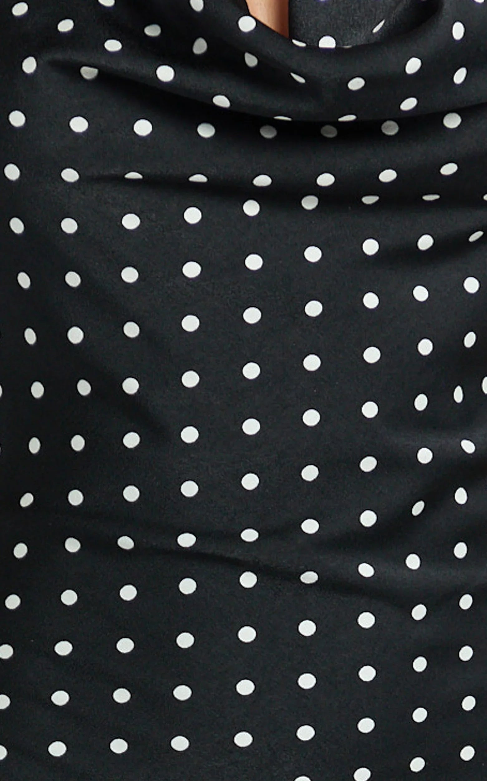 Blanca Midi Dress - Cowl Neck Bias Cut Dress in Black Polka Dot