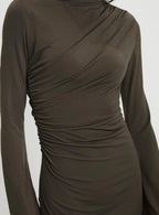 Arte Deco Long Sleeve Mini Dress Mocha