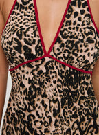 Arzelie Bias Halter Mini Dress Leopard