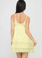 Cherubs Lace Babydoll Mini Dress Yellow