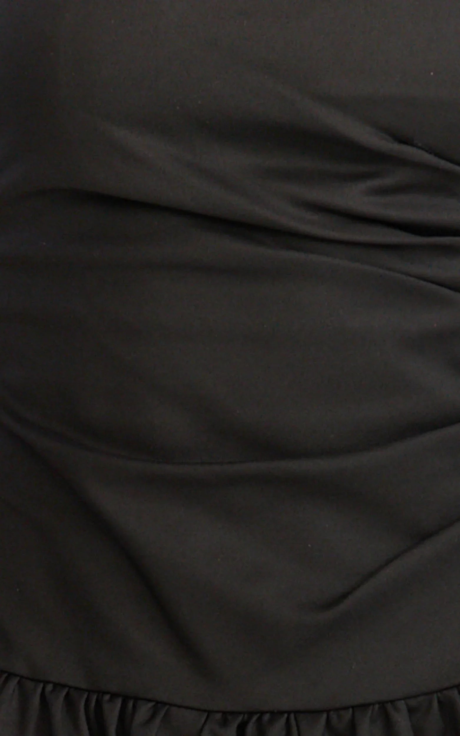 Louisa Midi Dress - Strapless Side Ruched Dropped Waist Fit And Flare Dress in Black