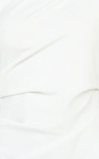 Visenta Midi Dress - Asymmetrical Sleeve Dress in White