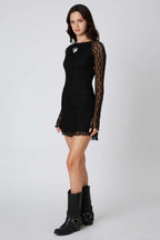 Lace Long Sleeve Mini Dress