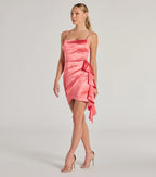 Josie Ruffle Detail Satin Mini Dress