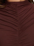 Arika Ruched Mini Dress Dark Brown