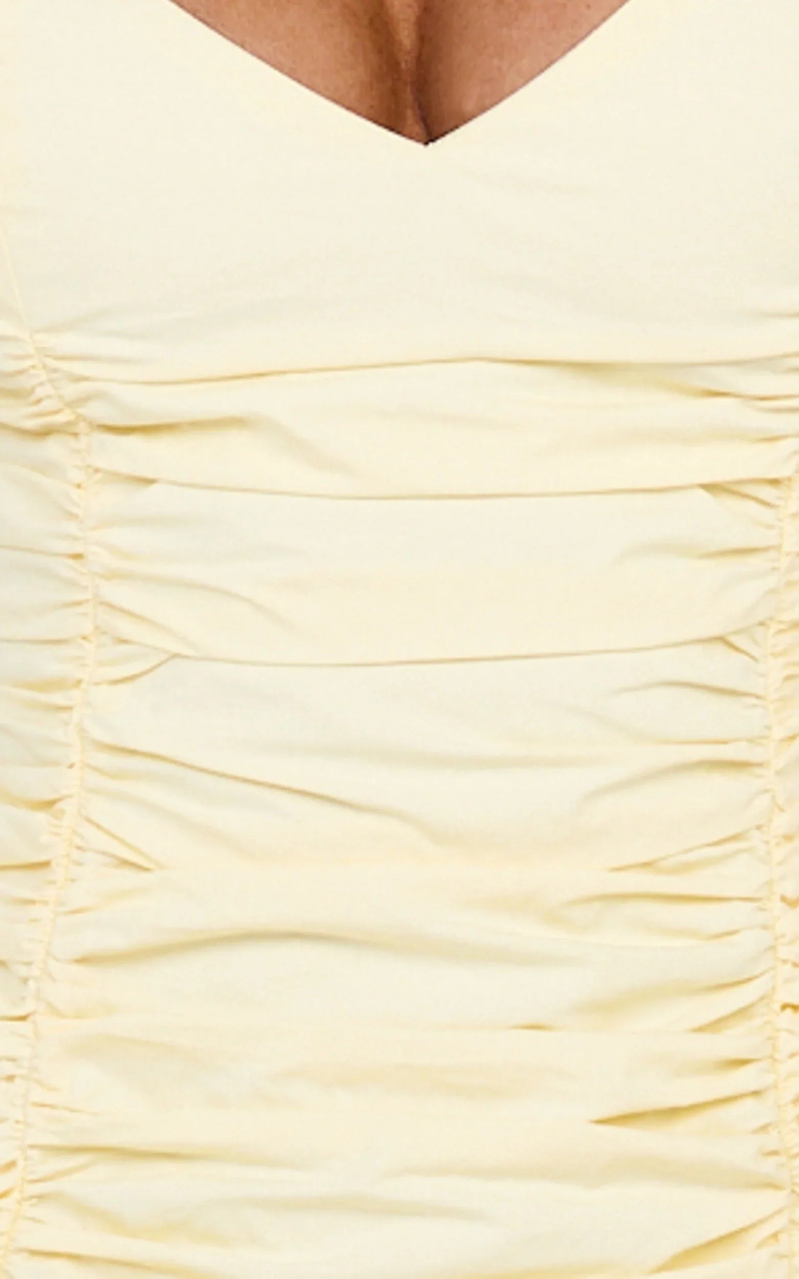 Saphira Midi Dress - Off Shoulder Plunge Frill Hem Dress in Lemon