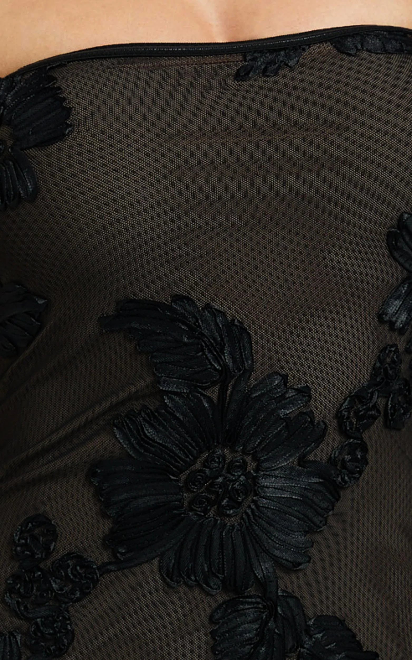 Shelby Mini Dress - Strapless Rosette Bodycon Dress in Black