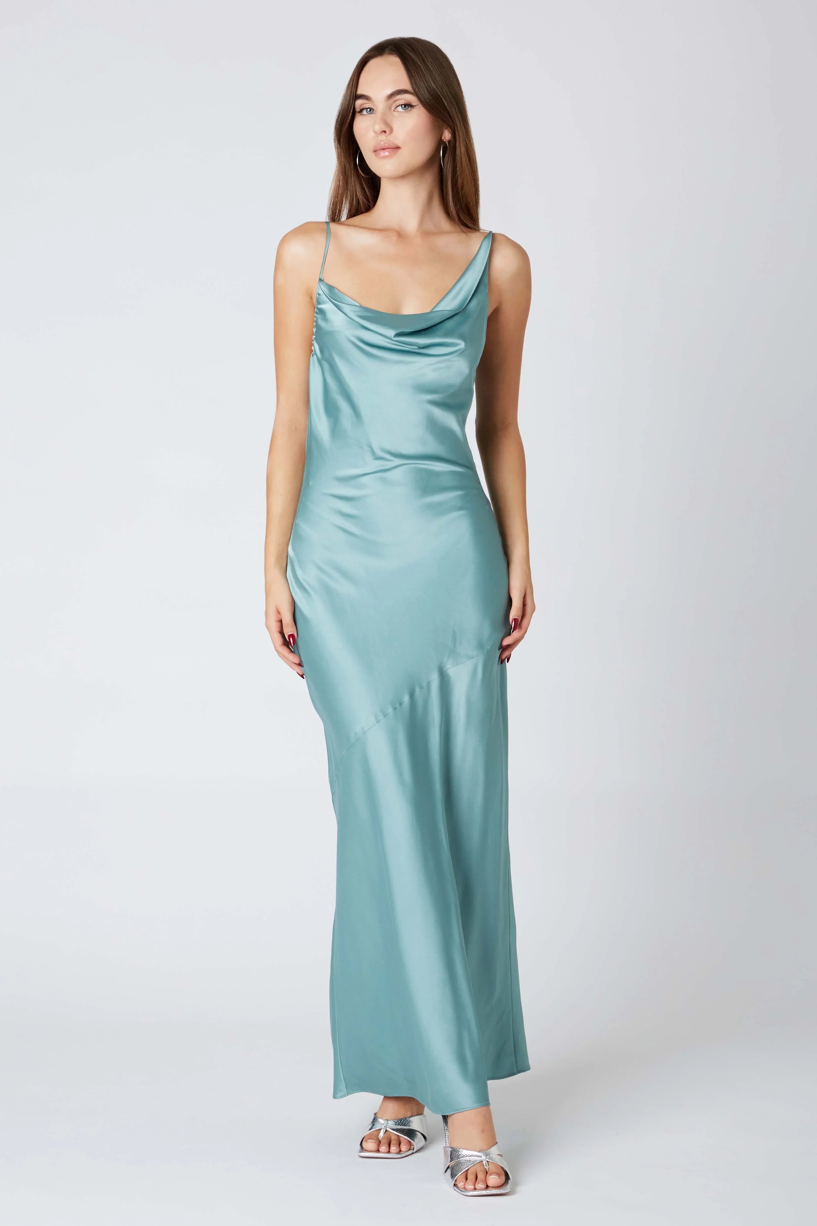 Cowlback Satin Maxi Dress