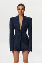 Pinstripe Suiting Pleated Mini Skirt
