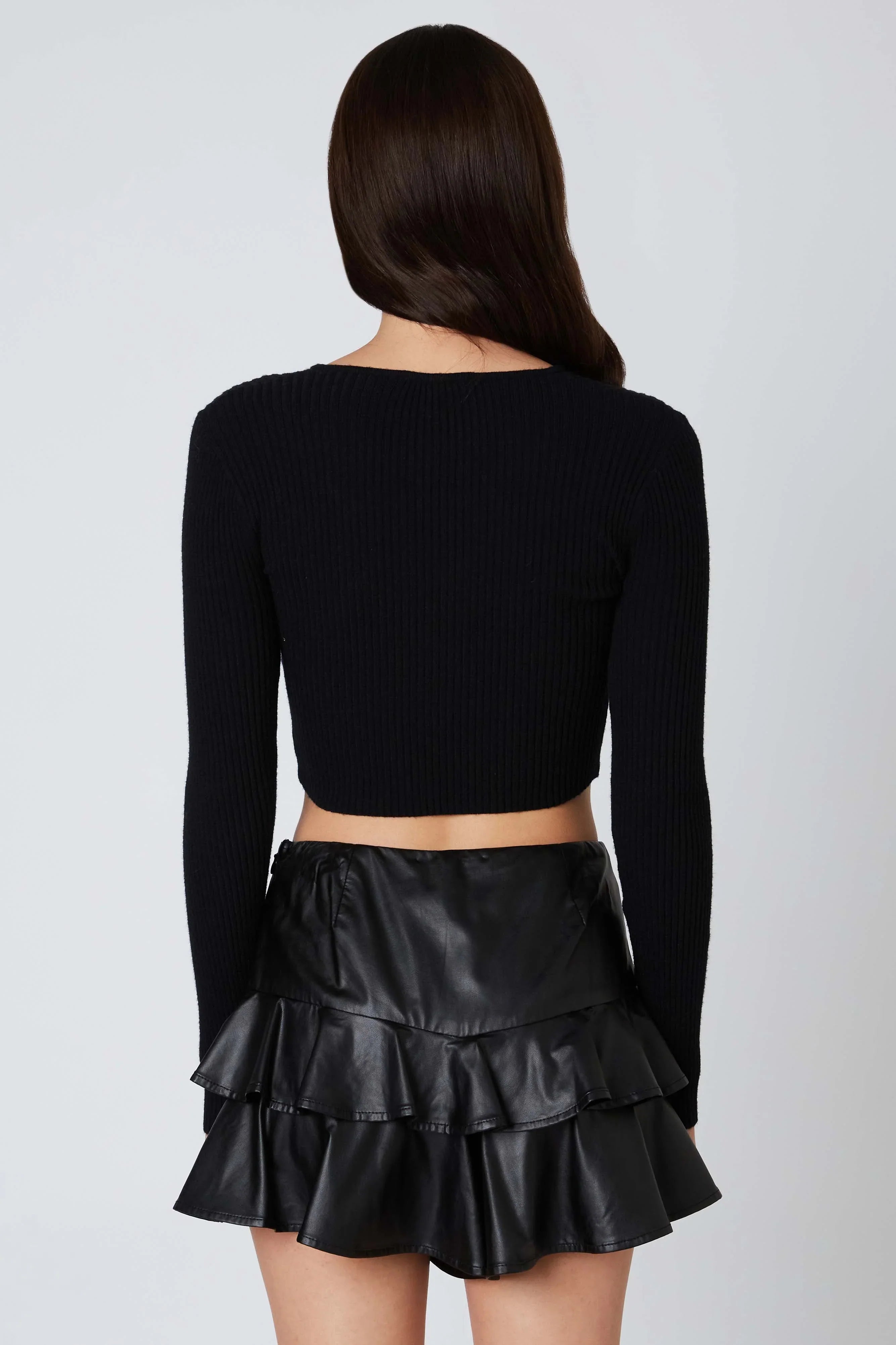 Ruffled Leather Skirt