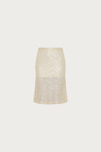 Midi Skirt | Mesh Ivory Sequin
