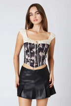 Puff Sleeve Satin Corset