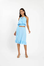 Frill Midi Skirt | Baby Blue