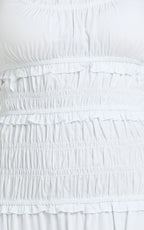 Cami Midi Dress - Rushed Bodice Dress in White
