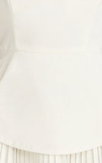 Calla Mini Dress - Halter Neck Peplum Pleated Skirt Dress in Off White